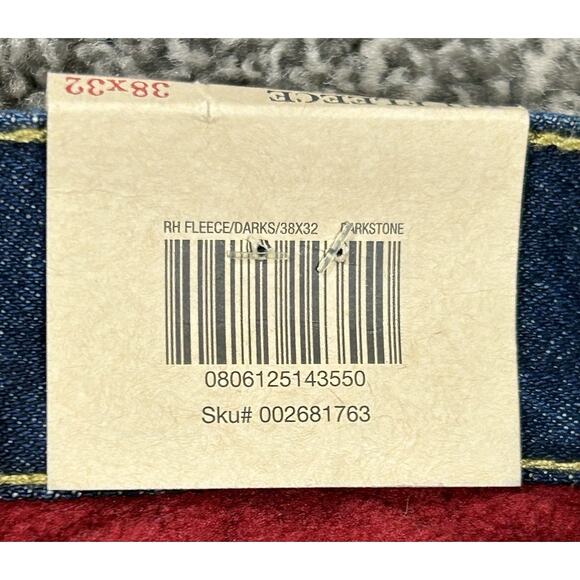 New Red Head Jeans Men's 38 x 32 Blue Denim Red Fleece Lined Straight Leg NWT - Picture 7 of 14